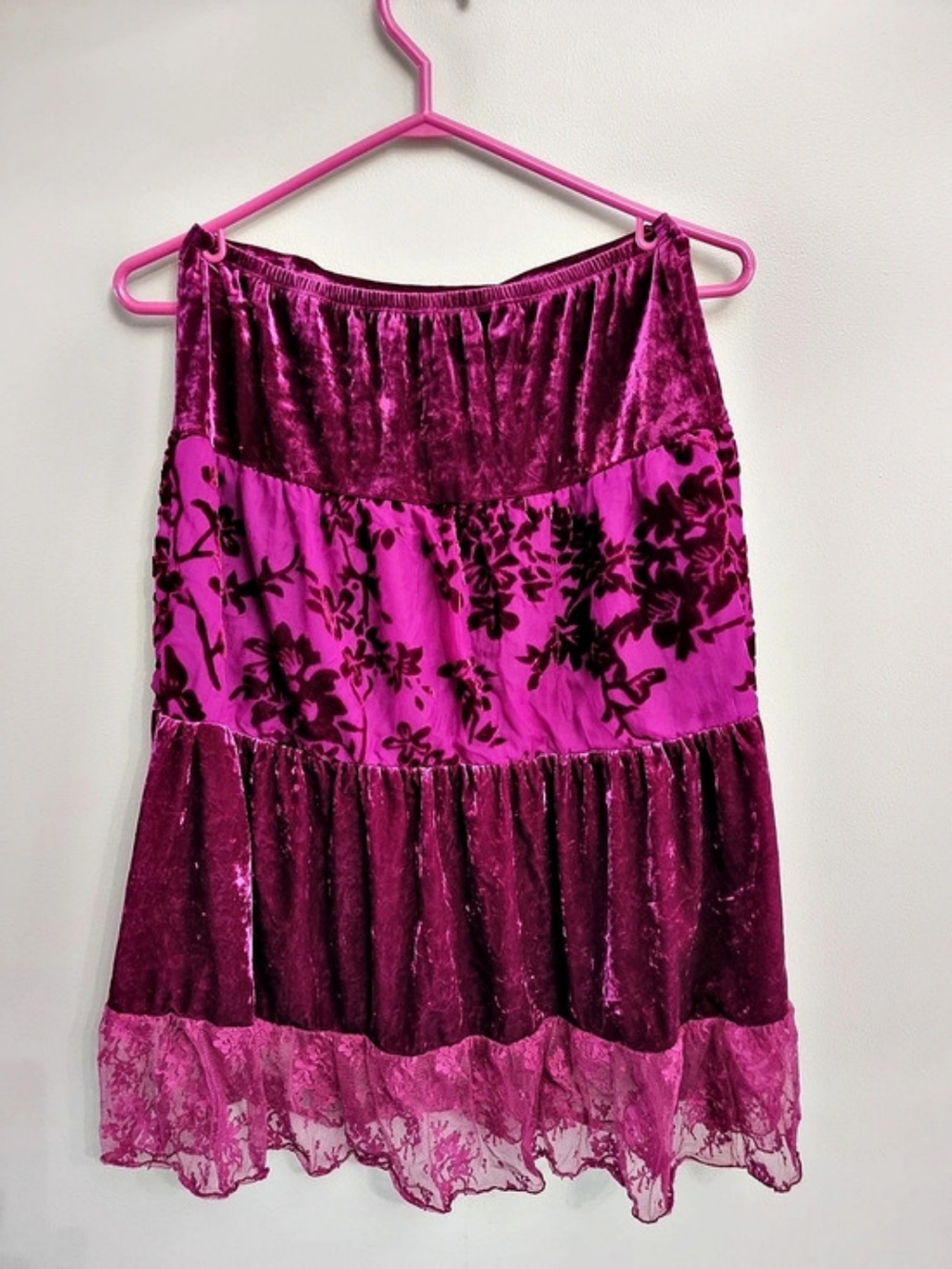 Amy Byer Floral Velvet Midi Skirt Purple XL Like New
